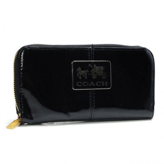 Coach Madison Smooth Large Black Wallets AHA | Coach Outlet Canada